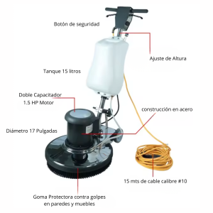 Lavadora de Pisos 17” Heavy Duty – Motor 1.5 HP